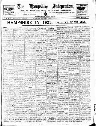 cover page of Hampshire Independent published on December 30, 1921