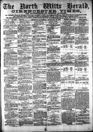 cover page of North Wilts Herald published on February 28, 1880