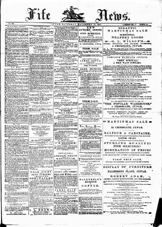 cover page of Fife News published on November 15, 1884