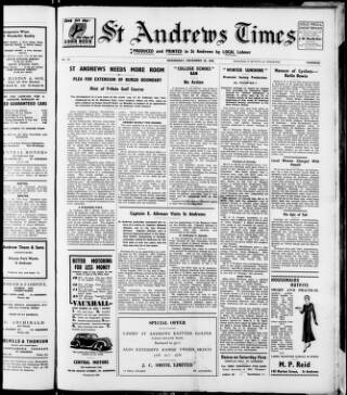 cover page of St. Andrews Times published on November 30, 1938