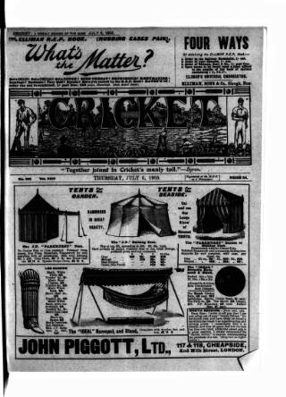 cover page of Cricket published on July 6, 1905