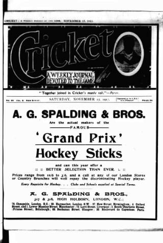 cover page of Cricket published on November 15, 1913