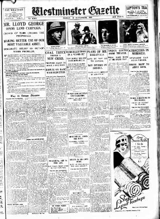 cover page of Westminster Gazette published on September 18, 1925