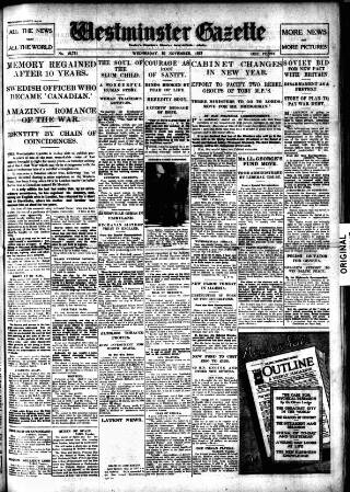 cover page of Westminster Gazette published on November 30, 1927