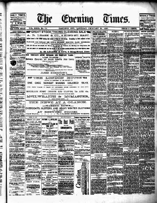 cover page of Hamilton Daily Times published on February 28, 1880