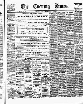 cover page of Hamilton Daily Times published on July 6, 1880