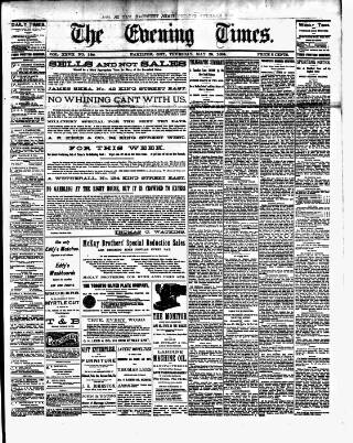 cover page of Hamilton Daily Times published on May 29, 1884