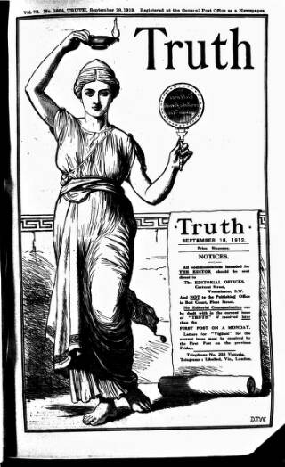 cover page of Truth published on September 18, 1912