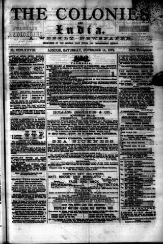 cover page of Colonies and India published on November 15, 1879