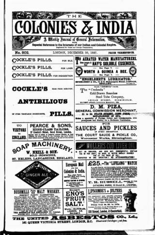 cover page of Colonies and India published on December 30, 1887