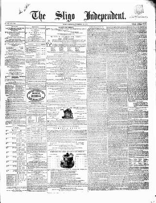 cover page of Sligo Independent published on November 30, 1867