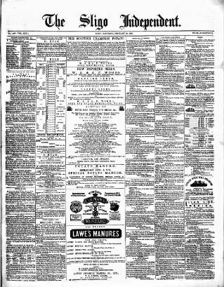 cover page of Sligo Independent published on February 28, 1880