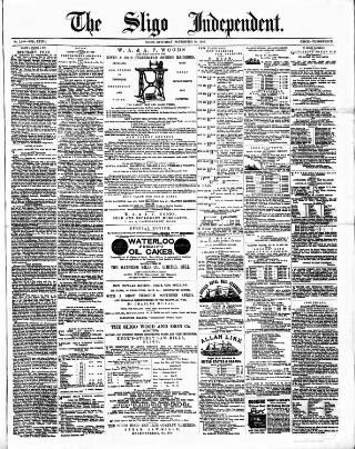 cover page of Sligo Independent published on September 18, 1886