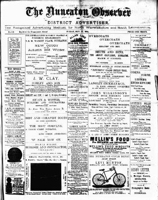 cover page of Nuneaton Observer published on November 30, 1894