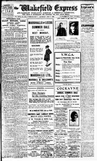cover page of Wakefield Express published on July 6, 1918