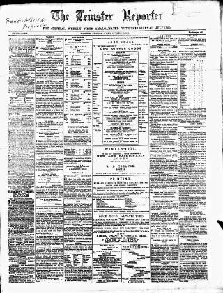 cover page of Leinster Reporter published on November 15, 1871