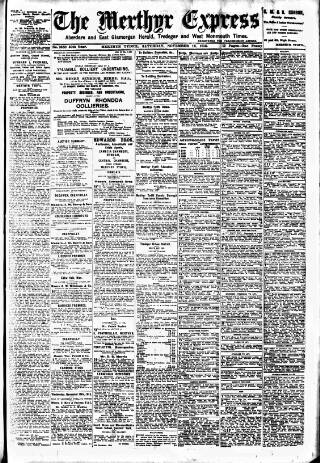 cover page of Merthyr Express published on November 15, 1913