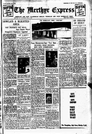 cover page of Merthyr Express published on July 6, 1946