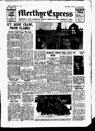 cover page of Merthyr Express published on February 28, 1948