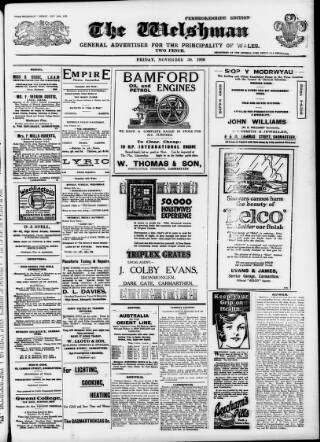 cover page of Welshman published on November 30, 1928