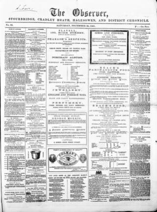 cover page of Cradley Heath & Stourbridge Observer published on December 30, 1865