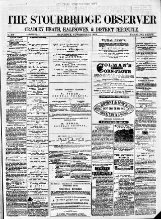 cover page of Cradley Heath & Stourbridge Observer published on November 15, 1873