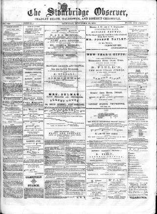 cover page of Cradley Heath & Stourbridge Observer published on December 30, 1876