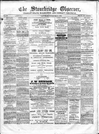 cover page of Cradley Heath & Stourbridge Observer published on November 30, 1878