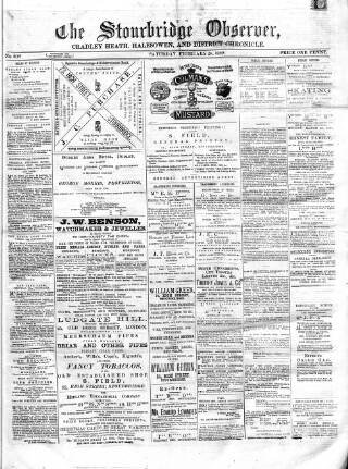 cover page of Cradley Heath & Stourbridge Observer published on February 28, 1880