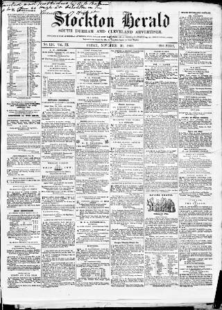cover page of Stockton Herald, South Durham and Cleveland Advertiser published on November 30, 1860