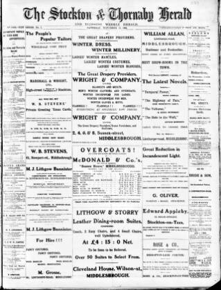 cover page of Stockton Herald, South Durham and Cleveland Advertiser published on November 15, 1902