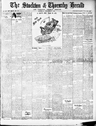 cover page of Stockton Herald, South Durham and Cleveland Advertiser published on December 30, 1905