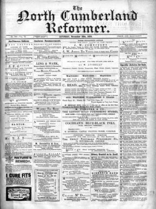 cover page of North Cumberland Reformer published on November 30, 1895