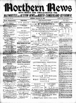 cover page of North Cumberland Reformer published on February 19, 1898