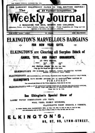 cover page of Weekly Journal (Hartlepool) published on December 30, 1904