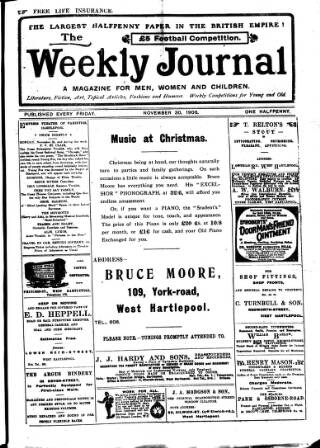 cover page of Weekly Journal (Hartlepool) published on November 30, 1906