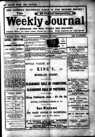 cover page of Weekly Journal (Hartlepool) published on November 15, 1907