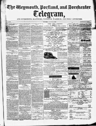 cover page of Weymouth Telegram published on July 6, 1865