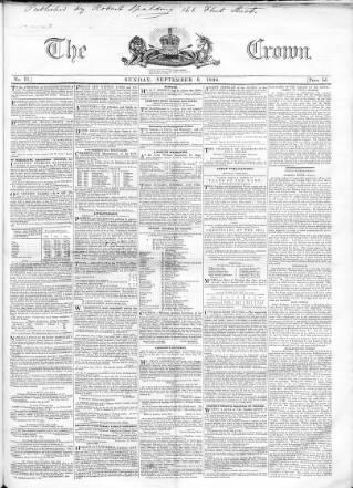 cover page of Crown published on September 9, 1838
