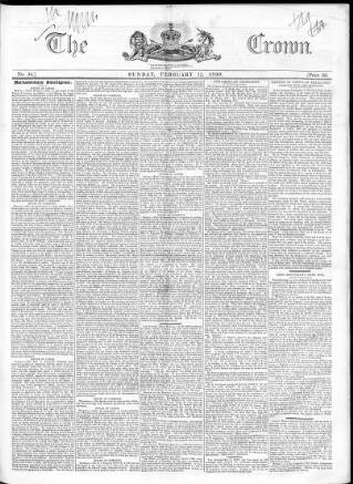 cover page of Crown published on February 17, 1839