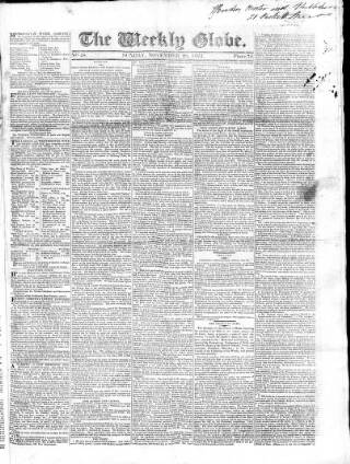 cover page of Weekly Globe published on November 28, 1824