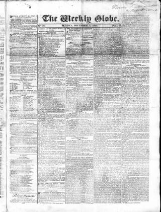 cover page of Weekly Globe published on December 5, 1824