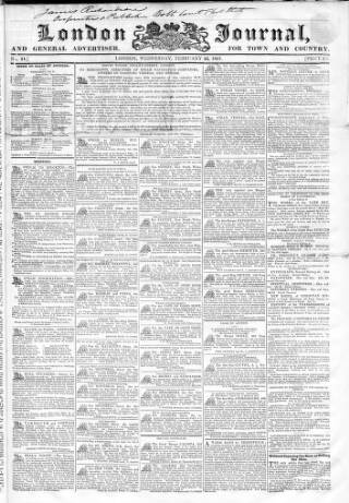 cover page of London Journal and General Advertiser for Town and Country published on February 22, 1837