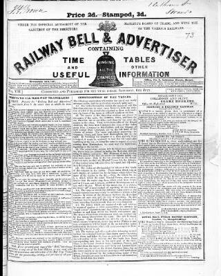 cover page of Railway Bell and London Advertiser published on July 6, 1844