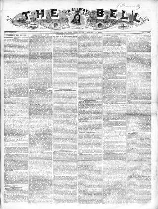 cover page of Railway Bell and London Advertiser published on September 27, 1845