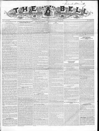 cover page of Railway Bell and London Advertiser published on November 15, 1845