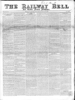 cover page of Railway Bell and London Advertiser published on February 28, 1846