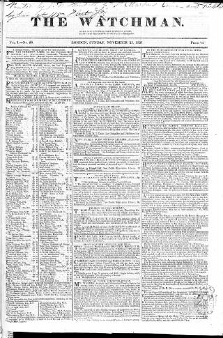 cover page of Watchman published on November 25, 1827