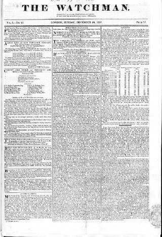 cover page of Watchman published on December 30, 1827