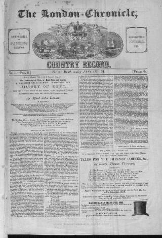 cover page of London Chronicle and Country Record published on February 5, 1853
